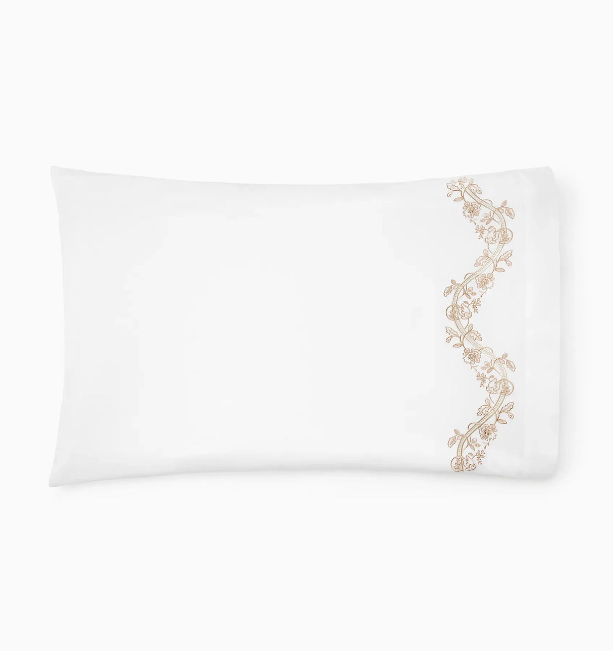 Isabella Pillowcases by Sferra x Scalamandre in White/Sand at Fig Linens and Home - 3