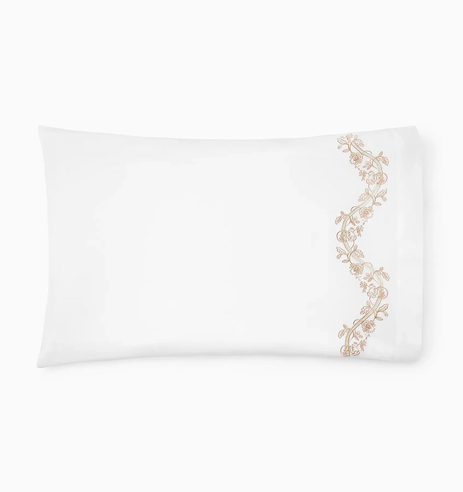 Isabella Pillowcases by Sferra x Scalamandre in White/Sand at Fig Linens and Home - 3