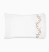 Isabella Pillowcases by Sferra x Scalamandre in White/Sand at Fig Linens and Home - 3