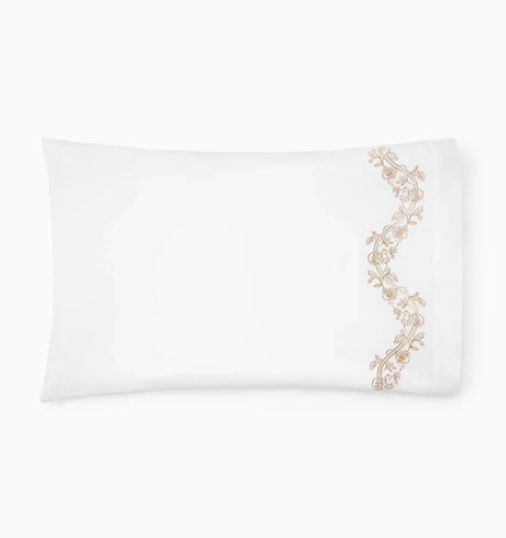 Isabella Pillowcases by Sferra x Scalamandre in White/Sand at Fig Linens and Home - 3