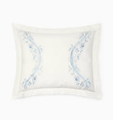 Isabella Embroidered Sham by Sferra x Scalamandre in Ivory/Sea at Fig Linens and Home - 4