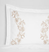 Isabella Embroidered Sham by Sferra x Scalamandre in White/Sand at Fig Linens and Home - 1