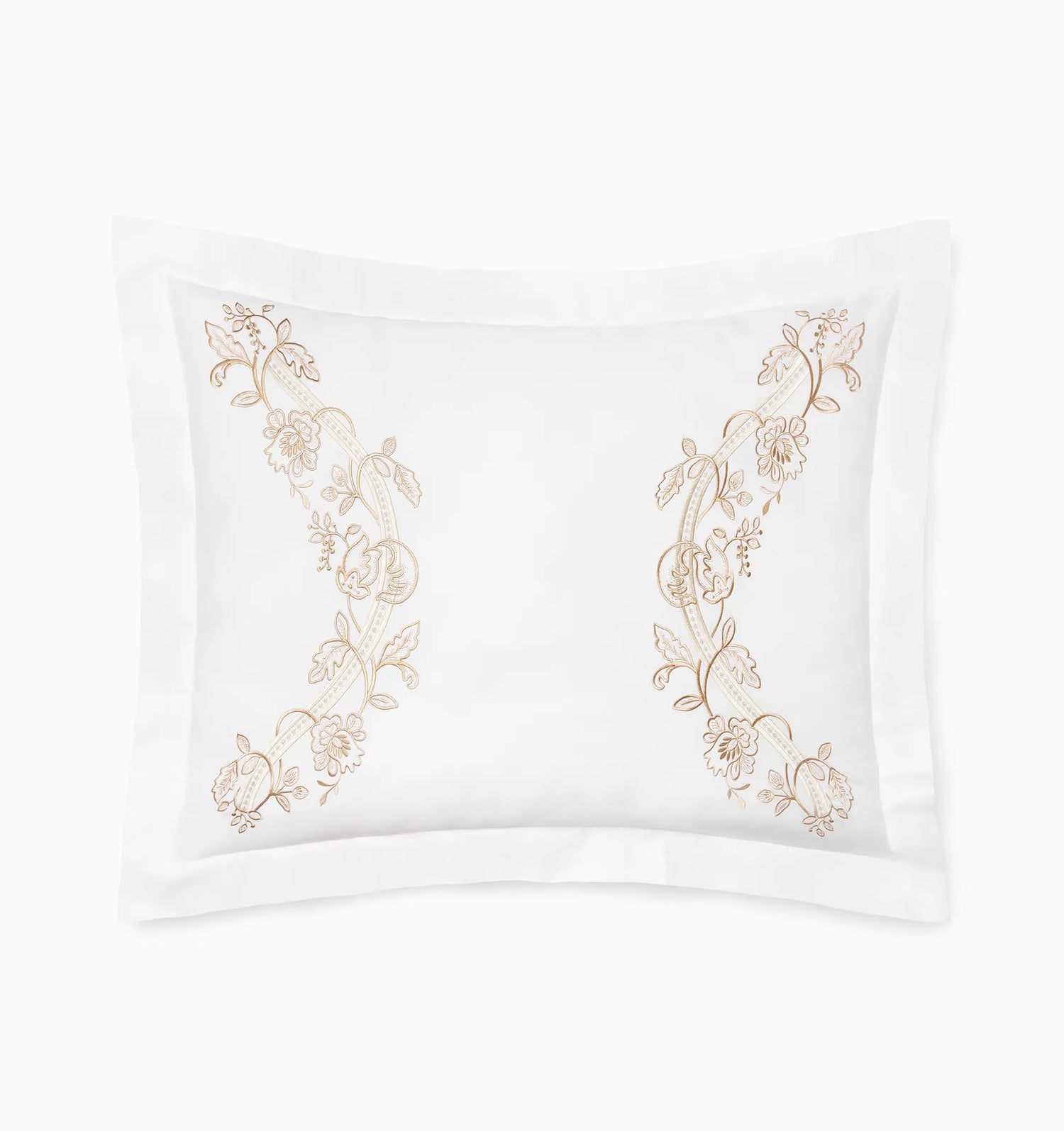 Isabella Embroidered Sham by Sferra x Scalamandre in White/Sand at Fig Linens and Home - 2