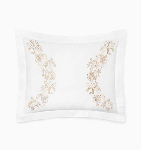 Isabella Embroidered Sham by Sferra x Scalamandre in White/Sand at Fig Linens and Home - 2