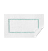 Lindo Bath Rug in White and Aqua by Sferra - Non-skid backing Bathroom Rug - Image 1