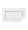 Lindo Bath Rug in White and Aqua by Sferra - Non-skid backing Bathroom Rug - Image 1