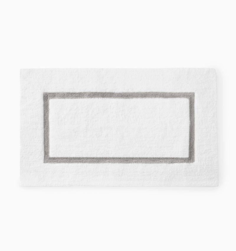 Lindo Bath Rug in White and Gray by Sferra - Non-skid backing Bathroom Rug - Image 1
