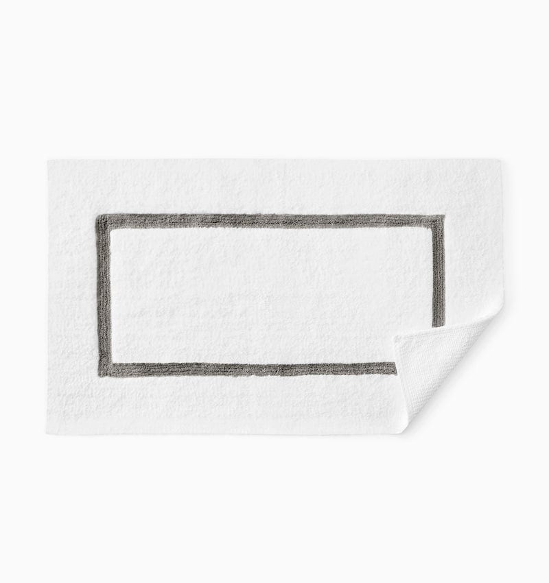 Lindo Bath Rug in White and Iron Grey by Sferra - Non-skid backing Bathroom Rug - Image 1