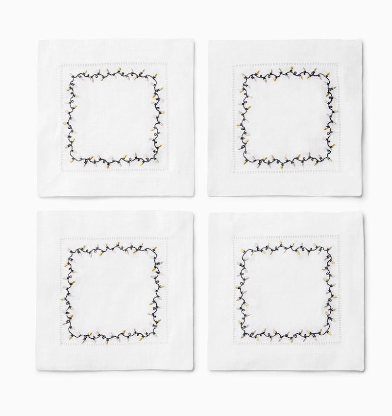 Luci Gold and Silver Cocktail Napkins by Sferra - Holiday Napkins at Fig Linens and Home