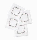 Luci Red and Green Cocktail Napkins by Sferra - Fig Linens and Home - Napkins Angles