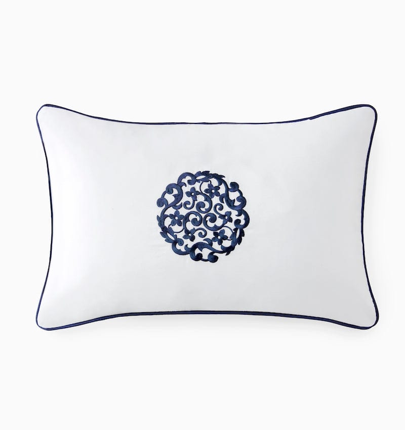 Storia White and Navy Blue Decorative Pillow by Sferra | Throw Pillows at Fig Linens and Home