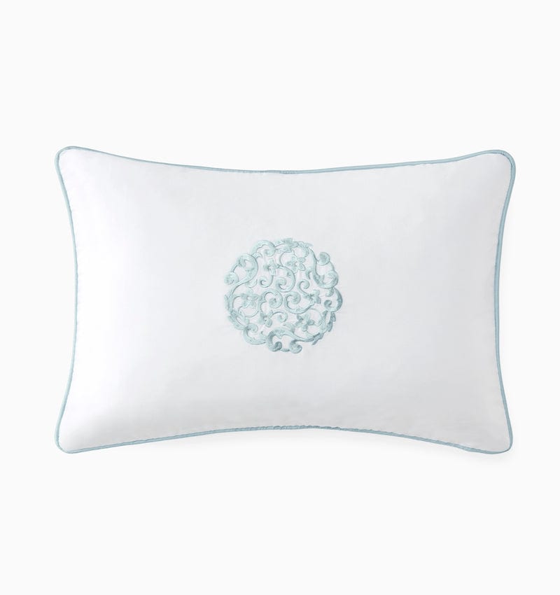 Storia White and Poolside Blue Decorative Pillow by Sferra | Throw Pillows at Fig Linens and Home