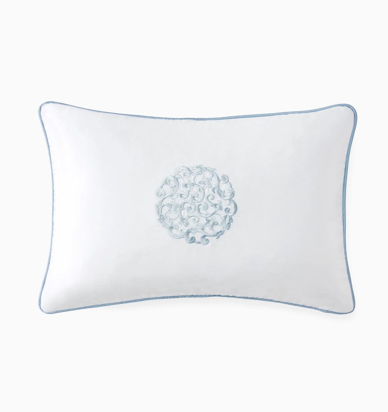 Storia White and Sea Blue Decorative Pillow by Sferra | Throw Pillows at Fig Linens and Home