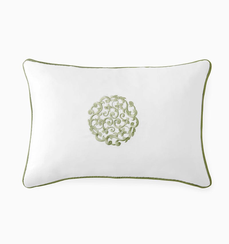 Storia White and Willow Green Decorative Pillow by Sferra | Throw Pillows at Fig Linens and Home
