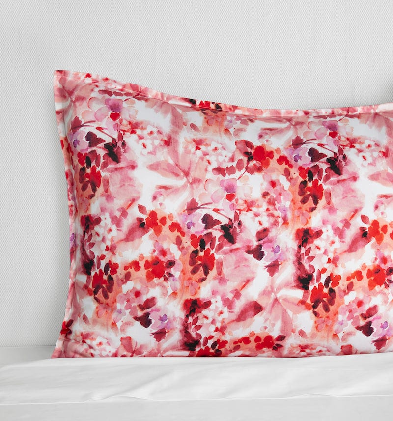 Red Pillow Sham - Sferra Taranto Red Bedding in Cotton Sateen - Fig Linens and Home