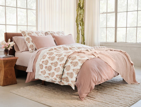 Coyuchi Praline Chambray Organic Crinkled Percale Duvet at Fig Linens and Home - Lifestyle 2