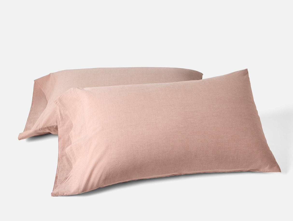 Coyuchi Praline Chambray Organic Crinkled Percale Bedding at Fig Linens and Home - Pillowcases