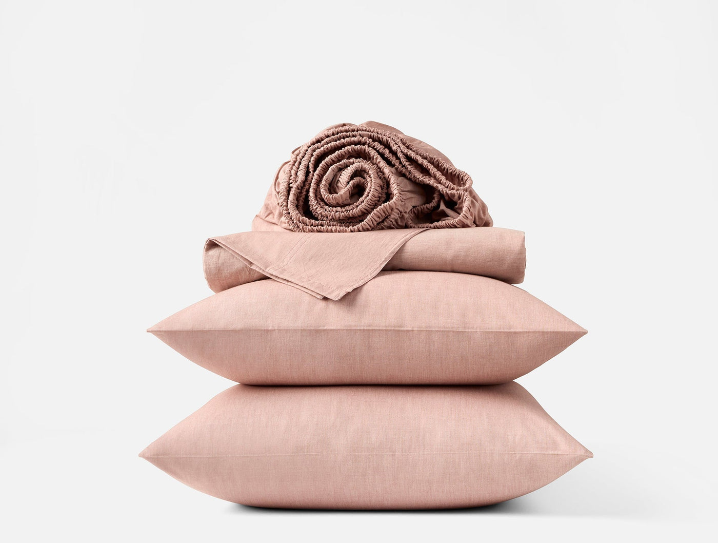 Coyuchi Praline Chambray Organic Crinkled Percale Sheet Sets at Fig Linens and Home