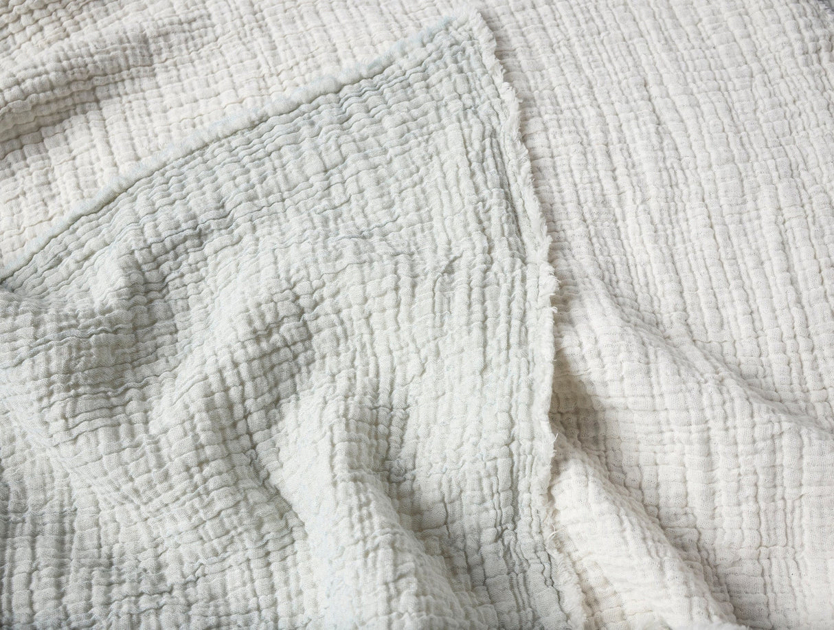 Coyuchi Topanga Tidal Chambray Organic Matelasse Coverlet Swatch at Fig Linens and Home 1