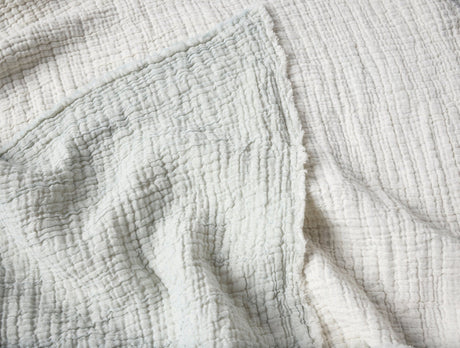 Coyuchi Topanga Tidal Chambray Organic Matelasse Coverlet Swatch at Fig Linens and Home 1