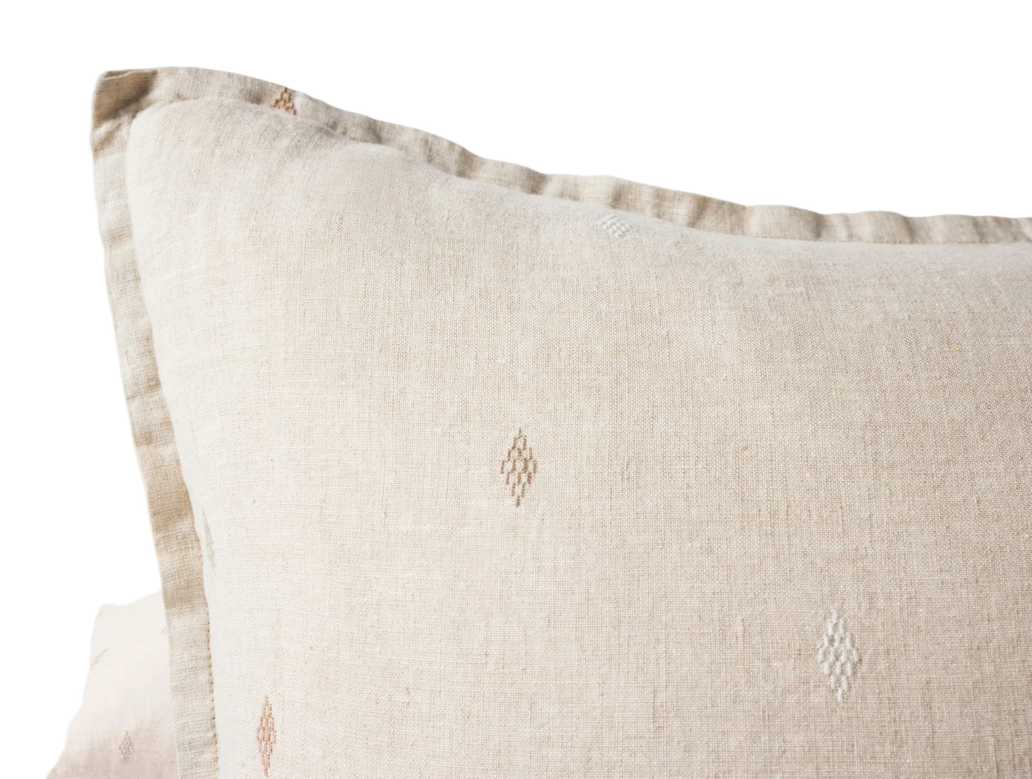 Sham Detail - Coyuchi Cambria Embroidered Organic Linen Natural Chambray at Fig Linens and Home 2