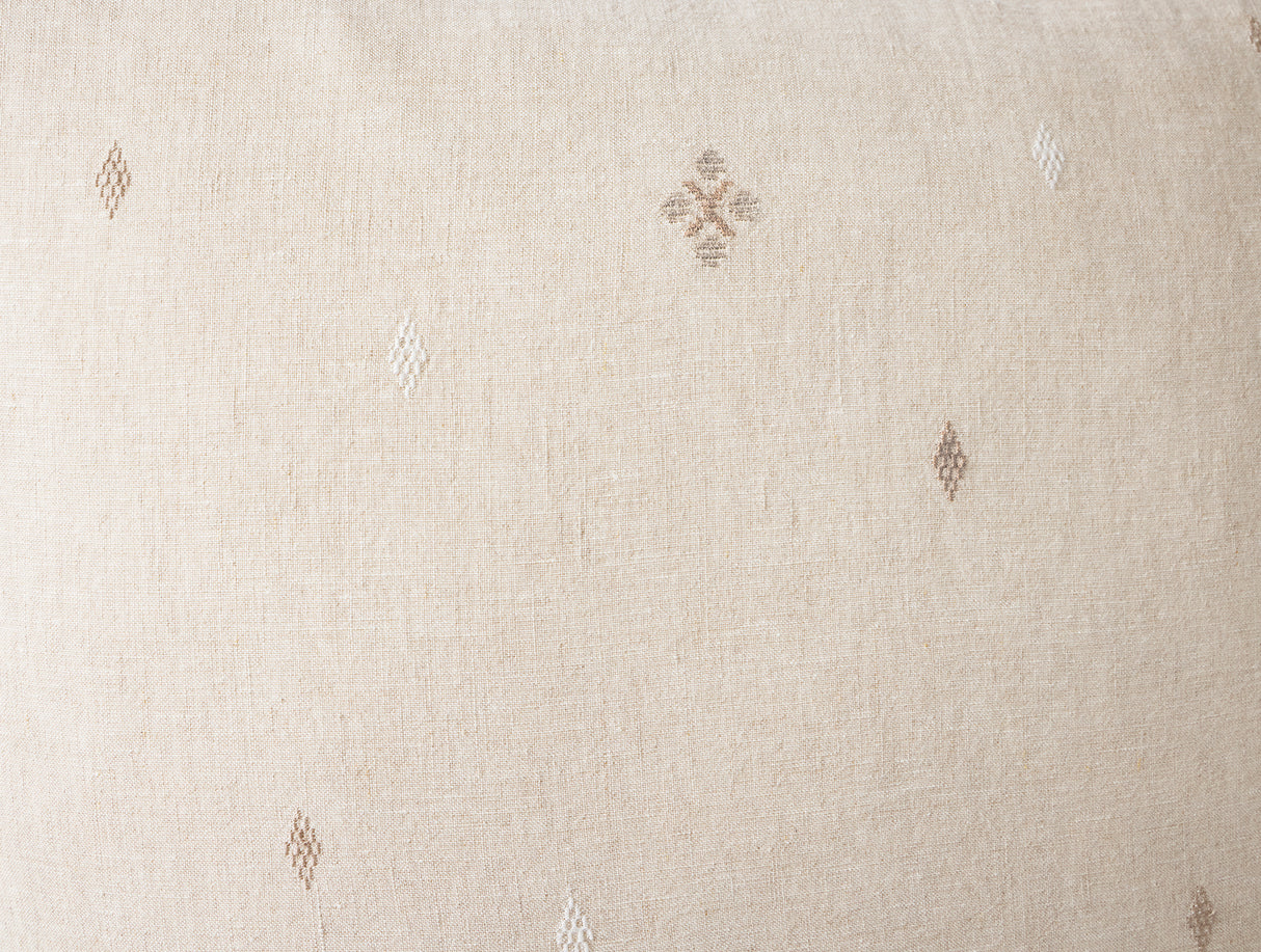 Fabric Detail - Coyuchi Cambria Embroidered Organic Linen Natural Chambray at Fig Linens and Home 2