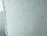 Pillow Detail - Coyuchi Cambria Embroidered 100% Organic Linen Pacific Blue Chambray Bedding 3