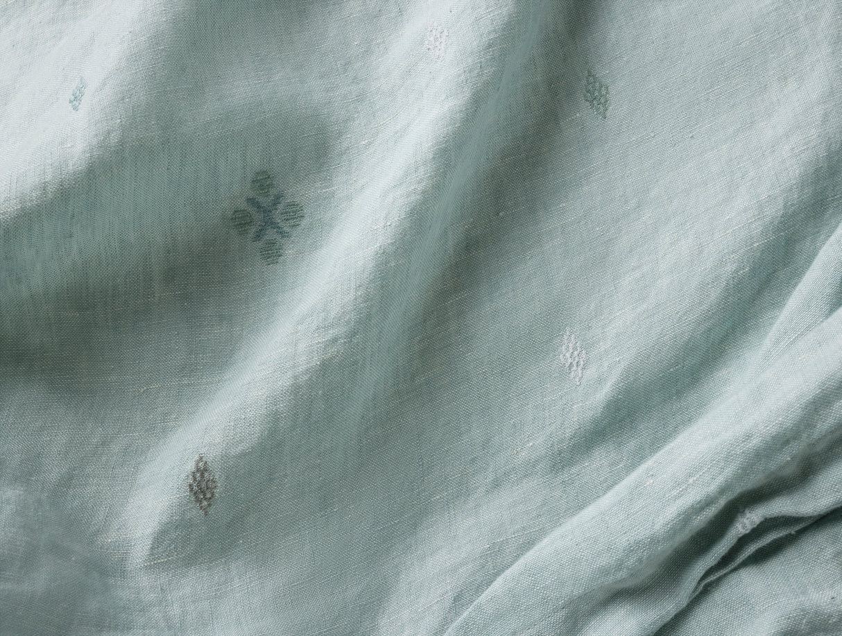 Coyuchi Cambria Embroidered Organic Linen Pacific Blue Chambray Bedding at Fig Linens and Home - 3