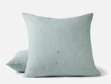 Euro Square Sham - Coyuchi Cambria Embroidered 100% Organic Linen Pacific Blue Chambray Bedding 