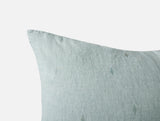Pillow Detail - Coyuchi Cambria Embroidered 100% Organic Linen Pacific Blue Chambray Bedding 4