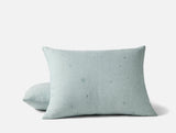 Standard Sham - Coyuchi Cambria Embroidered 100% Organic Linen Pacific Blue Chambray Bedding 