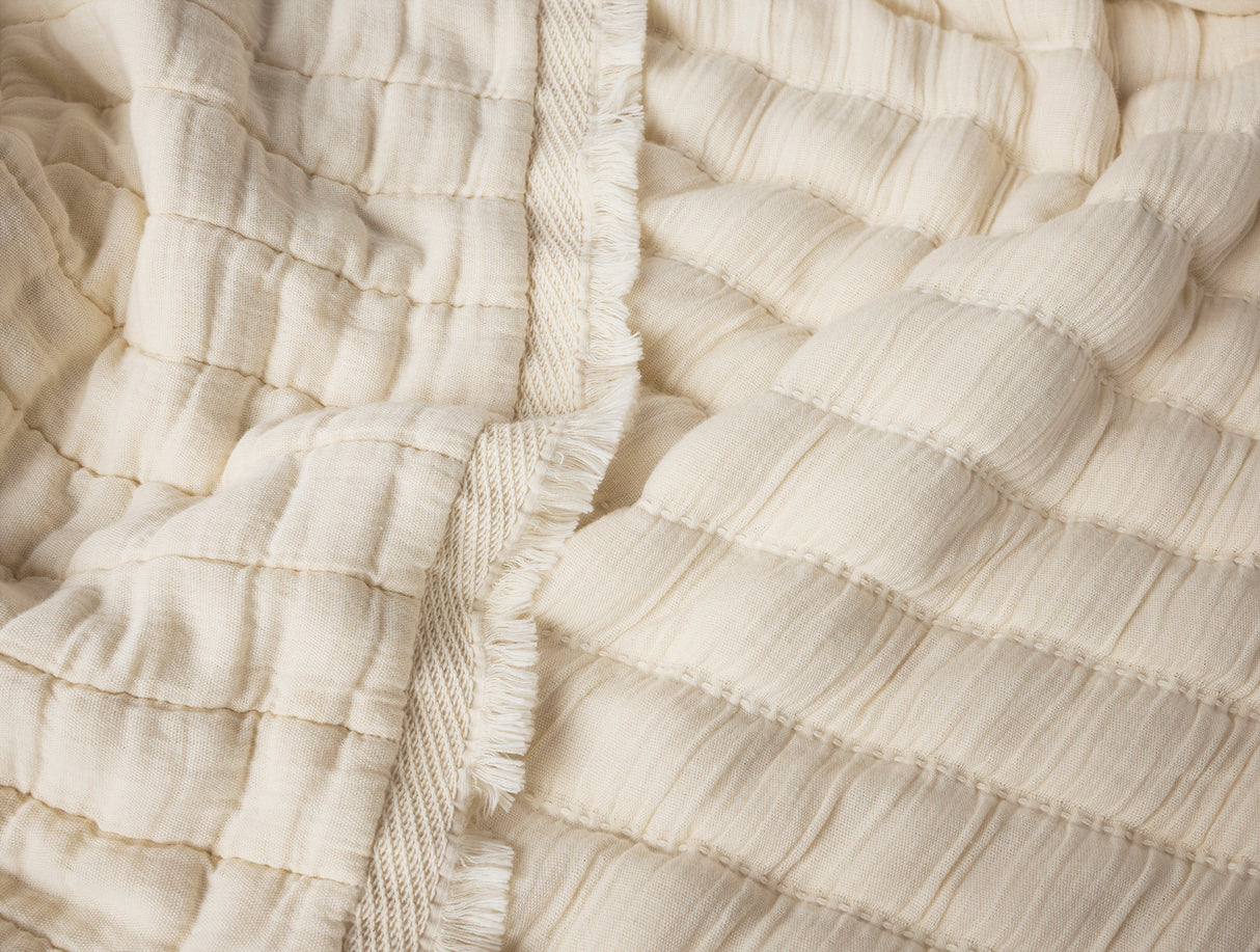 Coyuchi Dreamweight Organic Weighted Throw Blanket at Fig Linens and Home - Detail View 1