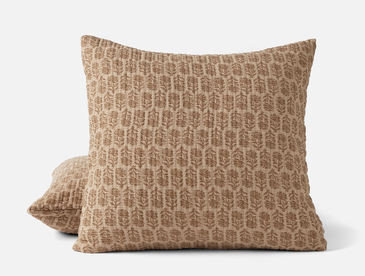 Euro Sham - Coyuchi Mirada Fawn Chrysanthemum Organic Matelasse Blanket at Fig Linens and Home