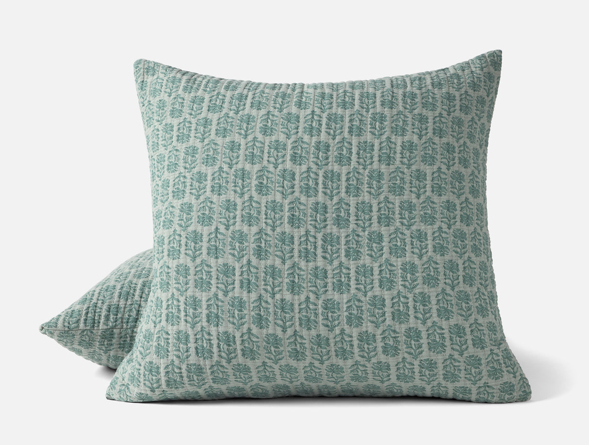 Euro Square Sham - Coyuchi Mirada Thyme Chrysanthemum Organic Matelasse at Fig Linens and Home