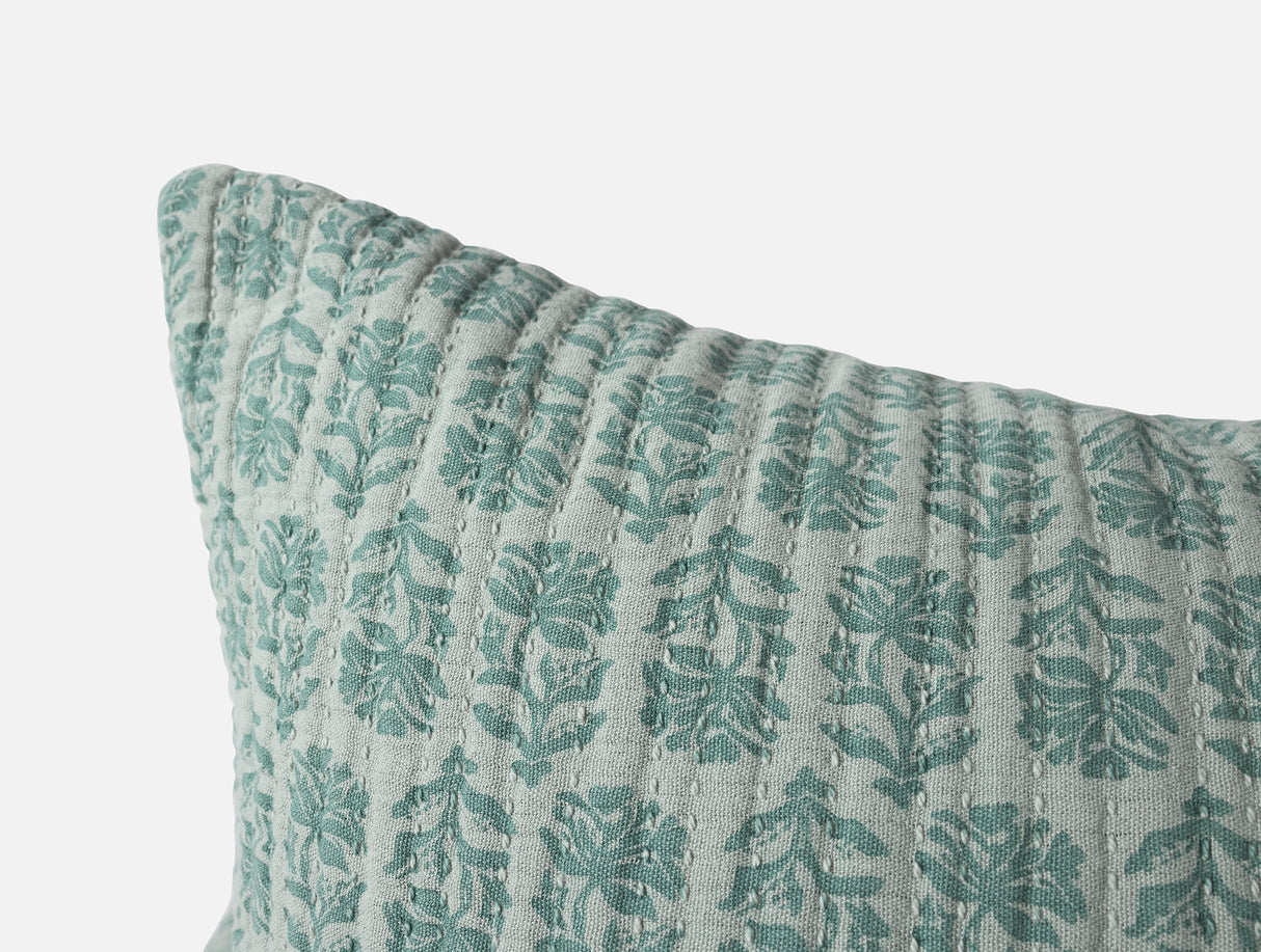 Euro Sham Detail 2 - Coyuchi Mirada Thyme Chrysanthemum Organic Matelasse at Fig Linens and Home