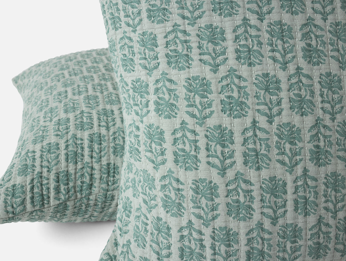Euro Sham Detail 1 - Coyuchi Mirada Thyme Chrysanthemum Organic Matelasse at Fig Linens and Home