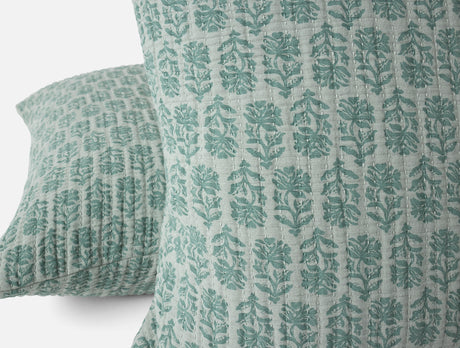 Euro Sham Detail 1 - Coyuchi Mirada Thyme Chrysanthemum Organic Matelasse at Fig Linens and Home