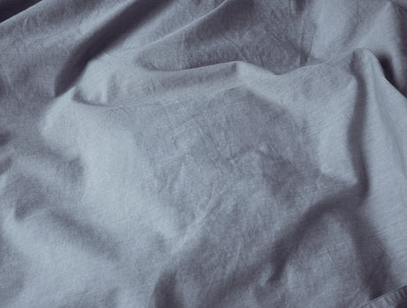 Duvet Cover Fabric Detail - Coyuchi Indigo Chambray Organic Crinkled Percale Bedding