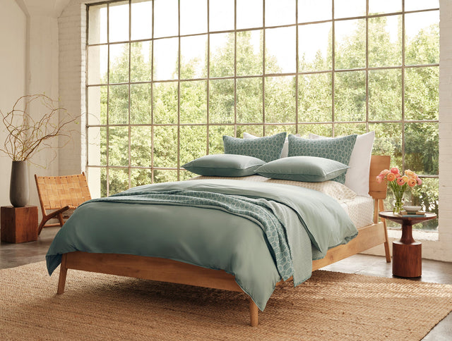 Coyuchi Sage Organic Crinkled Percale Duvet at Fig Linens and Home - Lifestyle 1