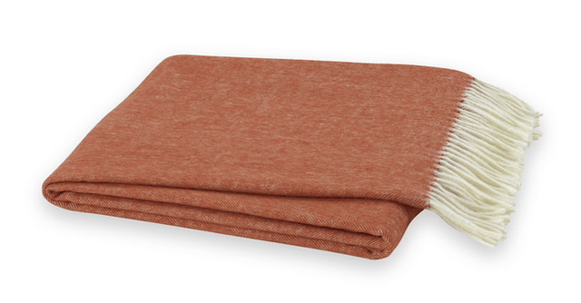 Lands Downunder Italian Herringbone Spicy Orange Throw by Lands Downunder - 51" x 67" Throw Spicy Orange at FIG LINENS AND HOME - 1