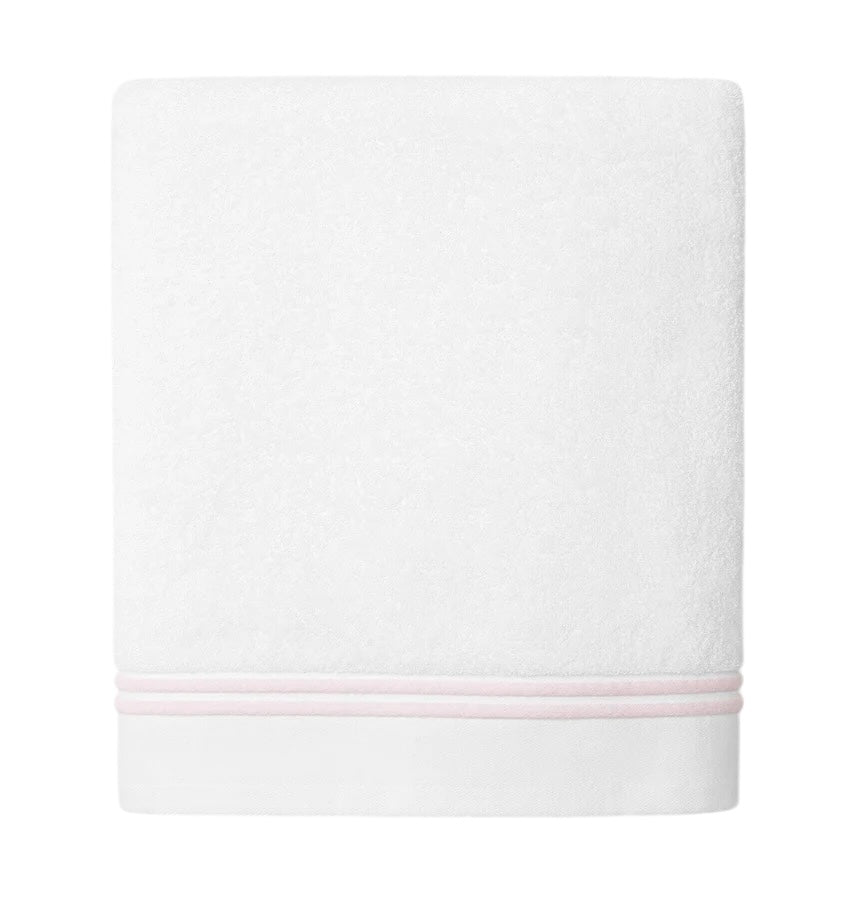 Sferra Aura Nuova Towels by Sferra - Wash Cloth 12X12 White/Pink at FIG LINENS AND HOME - 21