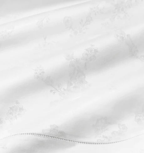 Detail of Pattern - Sferra Giza 45 Natura White Bedding at Fig Linens and Home