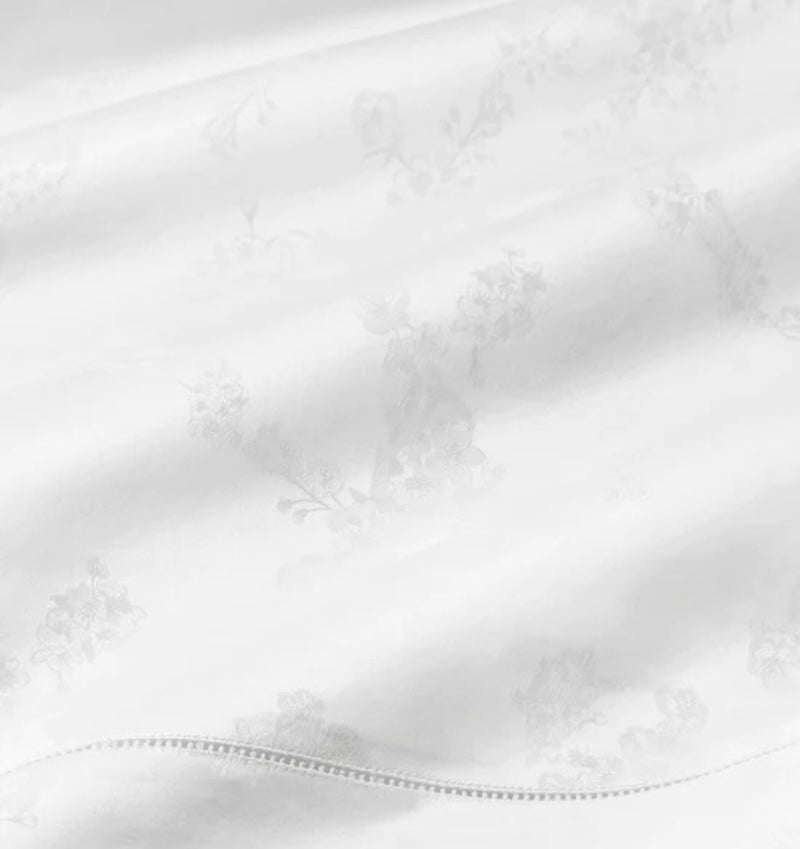 Detail of Pattern - Sferra Giza 45 Natura White Bedding at Fig Linens and Home