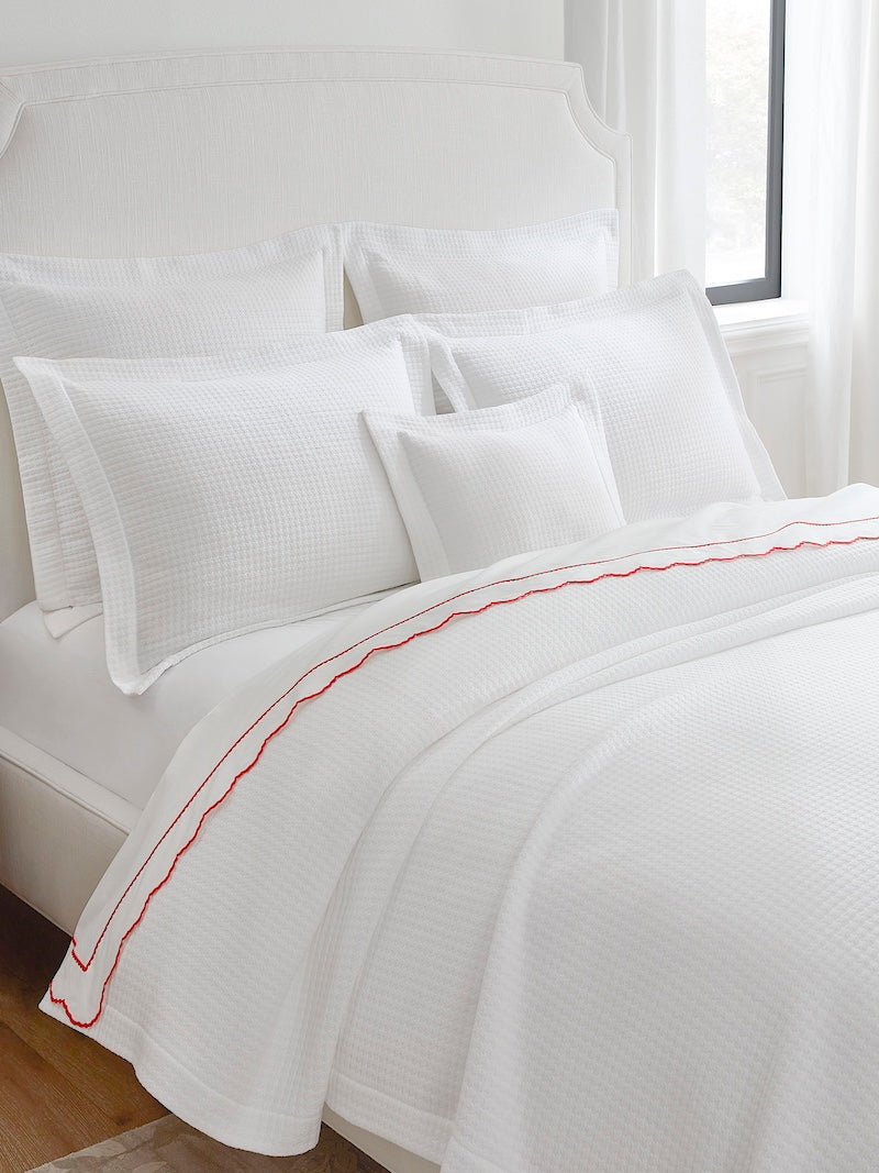 Sferra Matelasse - Hatteras Coverlets in White at Fig Linens and Home - Textured Bedspread and Shams