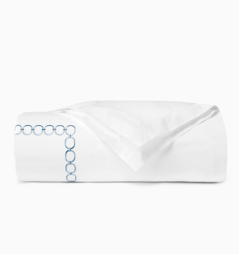 Duvet Cover - Sferra Linens Catena Sea Blue Percale Bedding at Fig Linens and Home