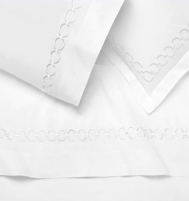 Stack of Bedding - Sferra Linens Catena Lunar Percale Bedding at Fig Linens and Home