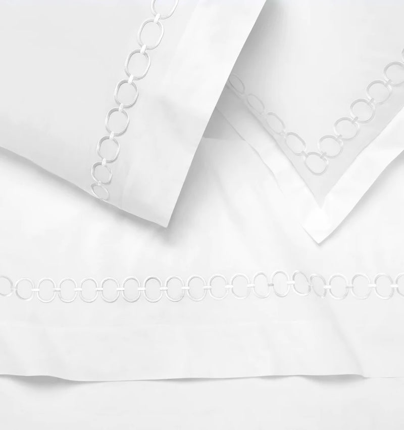 Stack of Bedding - Sferra Linens Catena Lunar Percale Bedding at Fig Linens and Home