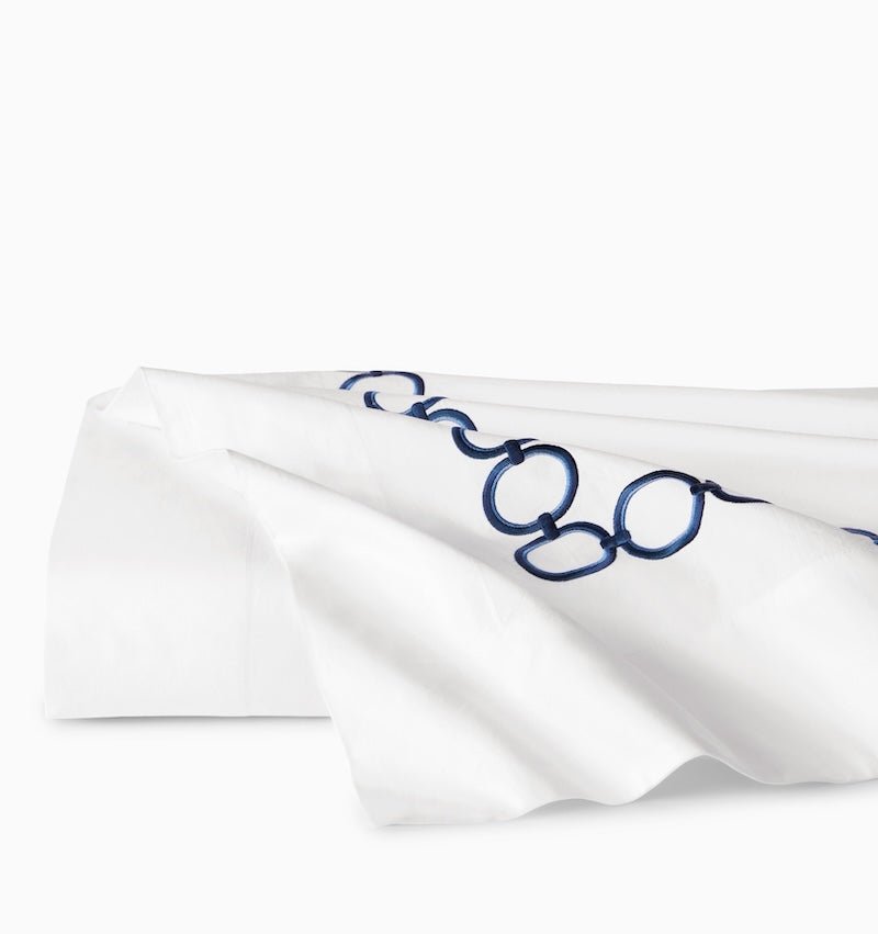 Flat Sheet - Sferra Linens Catena Navy Blue Percale Bedding at Fig Linens and Home