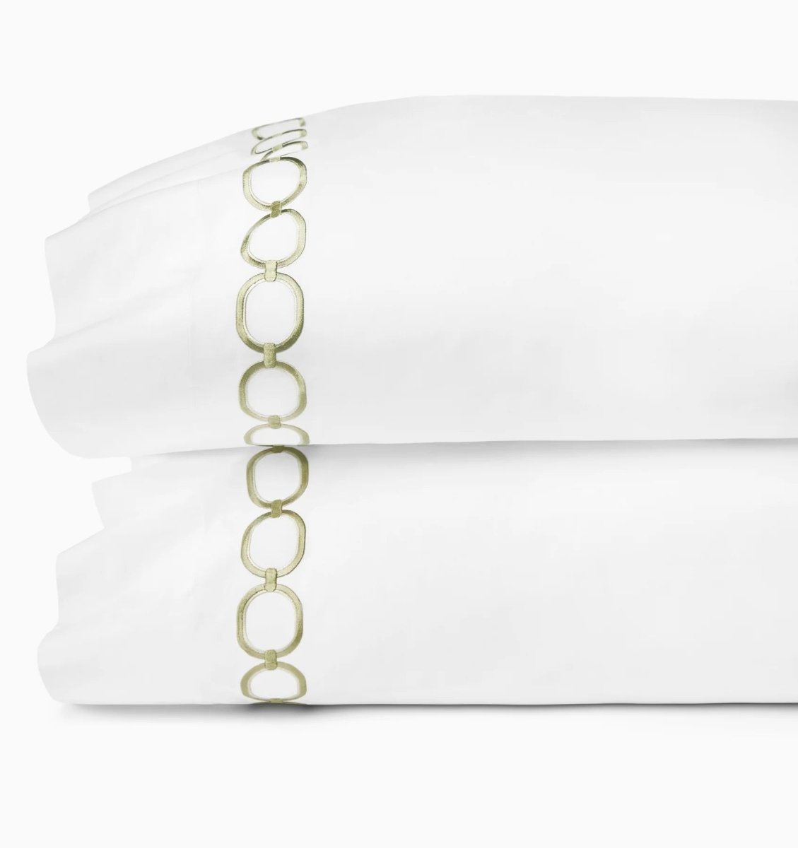 Pillowcases - Sferra Linens Catena Willow Green Percale Bedding at Fig Linens and Home