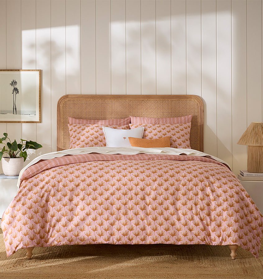 Sferra Bedding - Edna Duvets and Shams in Orange/Pink at Fig LInens and Home - Lifestyle 1